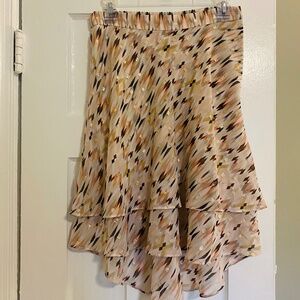 White House Black Market Asymmetrical Ruffle Midi Skirt